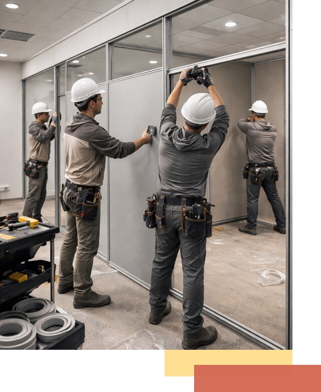 Мобильные офисные перегородки под ключ в зиме