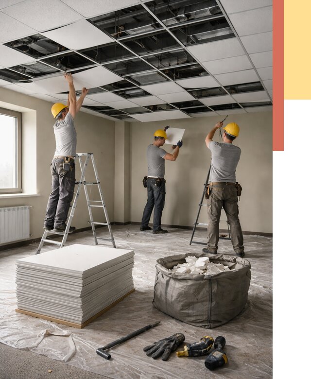 Демонтаж потолка Армстронг в зиме от 4603 руб. быстро и недорого | ОТДЕЛОЧНИК-Зма