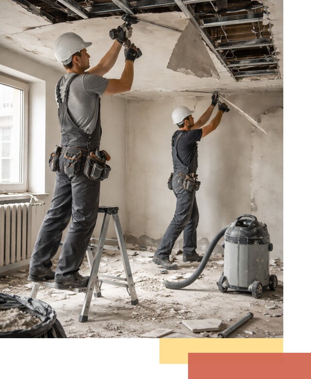 Демонтаж гипсокартонного потолка в зиме быстро и аккуратно