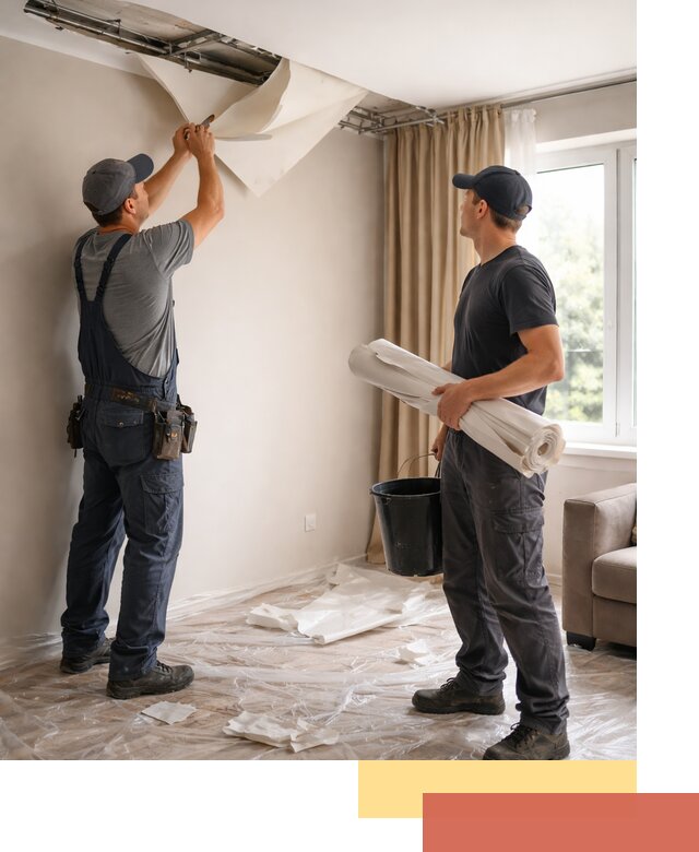 Демонтаж натяжного потолка в зиме быстро и аккуратно