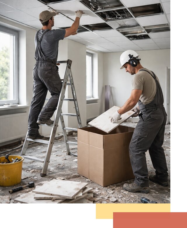 Демонтаж потолочной плитки в зиме быстро и аккуратно