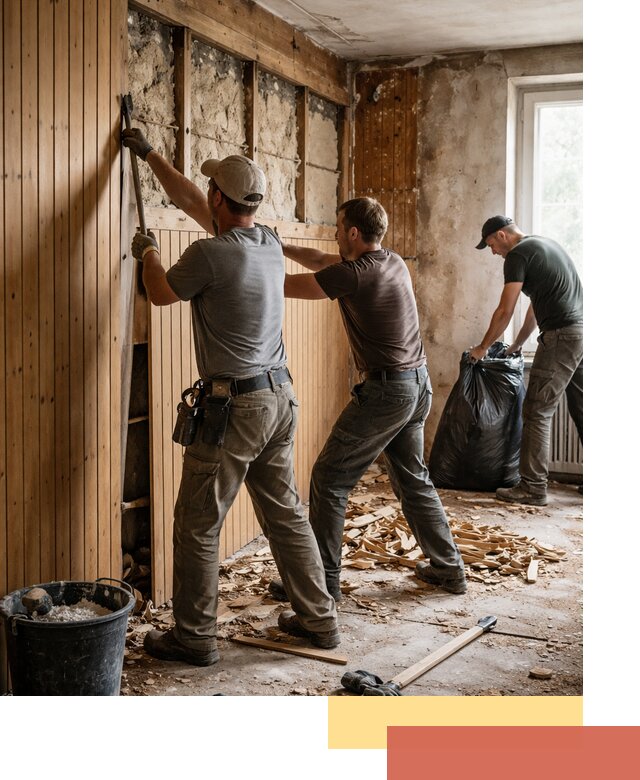 Демонтаж вагонки и вывоз материалов в зиме