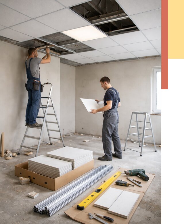 Монтаж потолка армстронг в зиме от 4603 руб/м2 — быстрая установка под ключ | ОТДЕЛОЧНИК-Зма