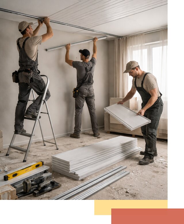 Монтаж потолка из ПВХ панелей в зиме оперативно и качественно