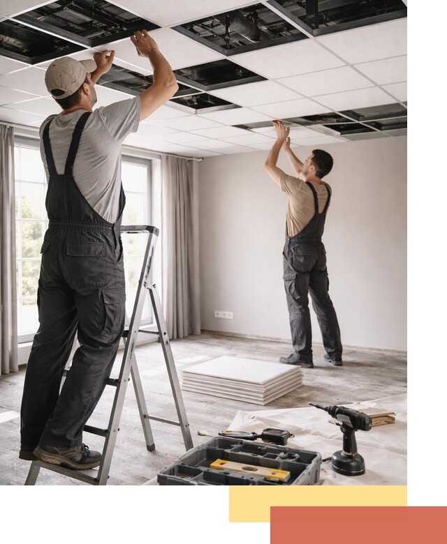 Замена плит подвесного потолка в зиме быстро и качественно