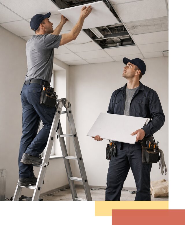 Обслуживание подвесного потолка в зиме — ремонт и чистка