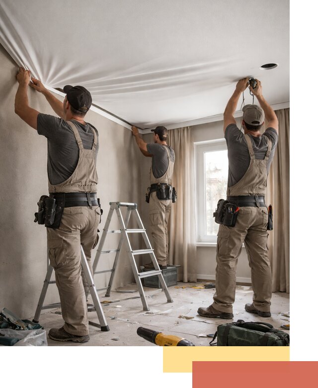 Монтаж матового натяжного потолка в зиме качественно и быстро