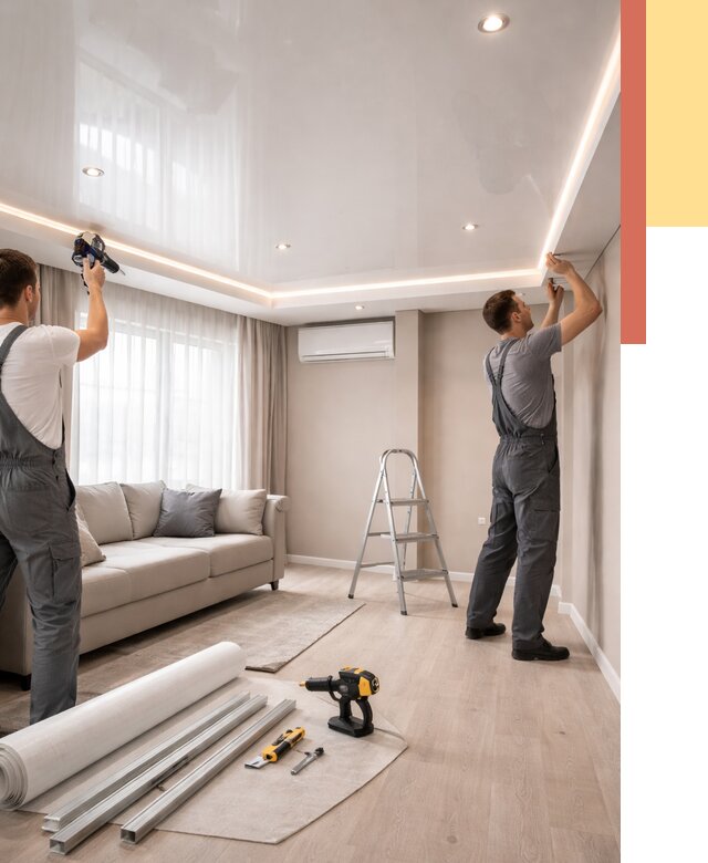 Монтаж глянцевого натяжного потолка в зиме от 767 руб. под ключ | ОТДЕЛОЧНИК-Зма