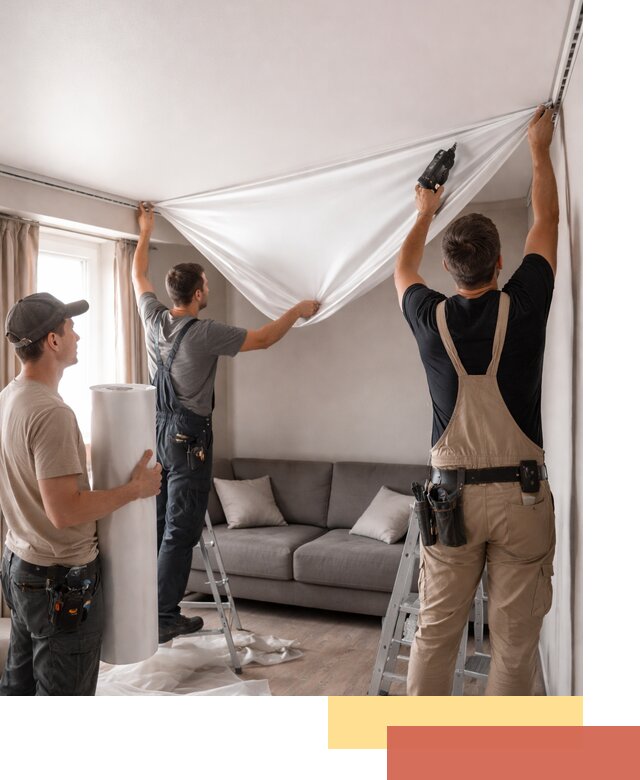 Монтаж сатинового натяжного потолка в зиме качественно и быстро