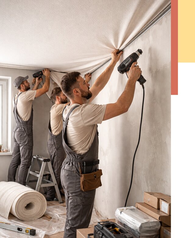 Монтаж фактурного натяжного потолка в зиме от 767 руб. — ОТДЕЛОЧНИК-Зма