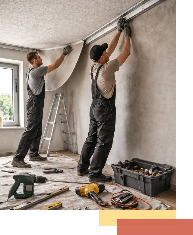 Монтаж фактурного натяжного потолка в зиме качественно и быстро