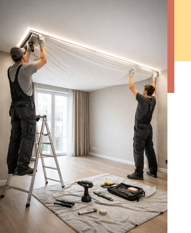 Монтаж парящего натяжного потолка в зиме от 4603 руб. быстро и недорого | ОТДЕЛОЧНИК-Зма