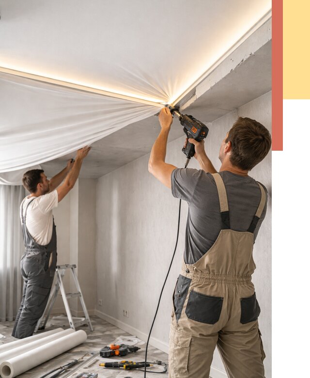 Монтаж натяжного потолка с подсветкой в зиме от 972 руб. | ОТДЕЛОЧНИК-Зма