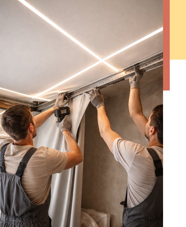 Монтаж натяжного потолка со световыми линиями в зиме от 1227 руб. | ОТДЕЛОЧНИК-Зма