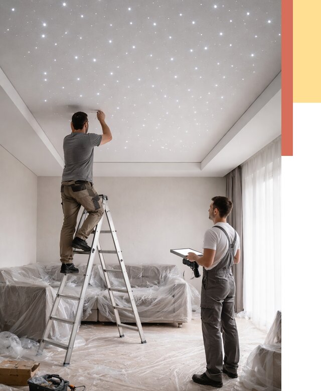 Монтаж натяжного потолка «звездное небо» в зиме от 6648 руб. | ОТДЕЛОЧНИК-Зма