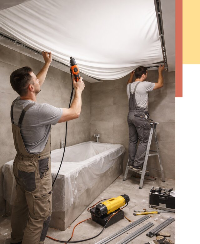 Монтаж натяжного потолка в ванной в зиме от 1227 руб. под ключ | ОТДЕЛОЧНИК-Зма