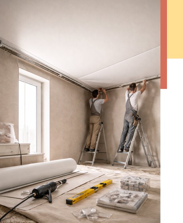 Монтаж натяжного потолка в спальне в зиме от 3887 руб. под ключ | ОТДЕЛОЧНИК-Зма