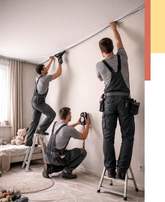 Монтаж натяжного потолка в детской в зиме от 3580 руб. — быстро и недорого | ОТДЕЛОЧНИК-Зма