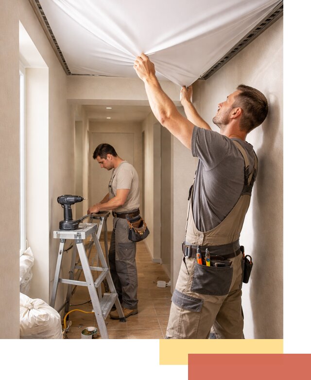 Монтаж натяжного потолка в прихожей в зиме