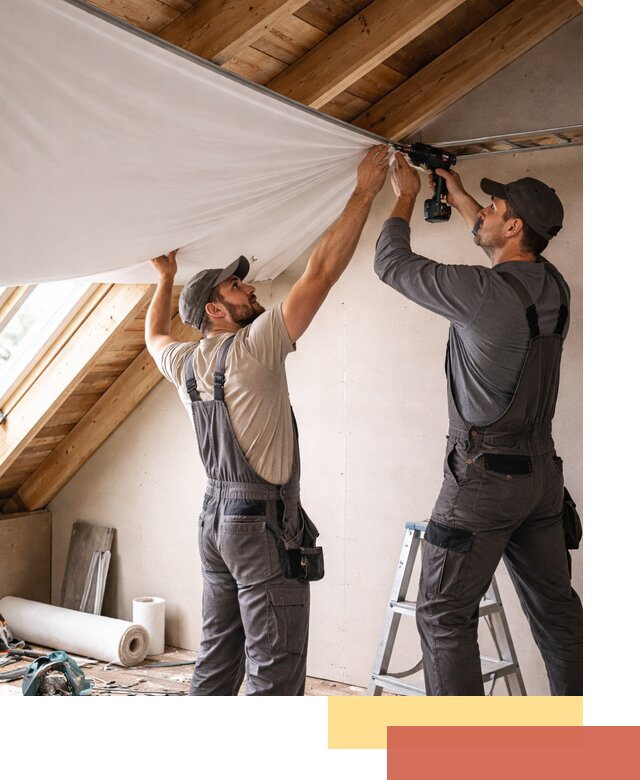 Монтаж натяжного потолка в мансарде в зиме