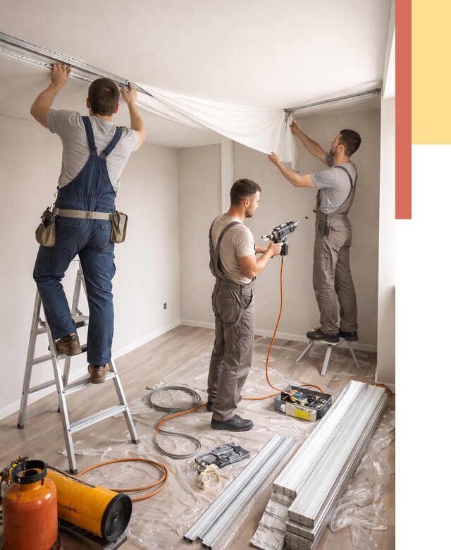 Монтаж натяжного потолка в студии в зиме от 5625 руб. — быстро и недорого | ОТДЕЛОЧНИК-Зма