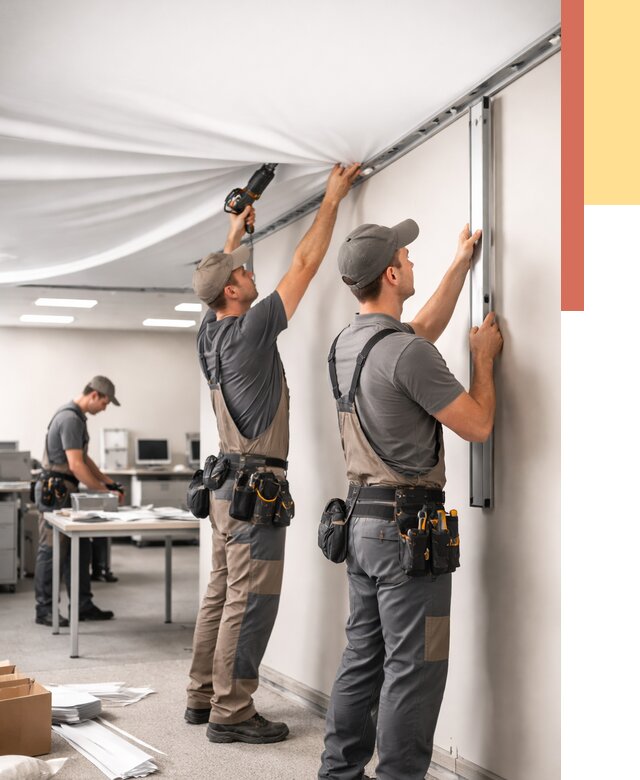 Монтаж натяжного потолка в офисе в зиме от 460 руб/м² — быстро и недорого | ОТДЕЛОЧНИК-Зма