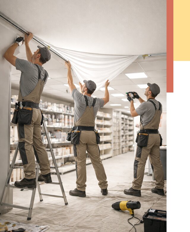 Монтаж натяжного потолка в магазине в зиме от 4603 руб. быстро и недорого | ОТДЕЛОЧНИК-Зма
