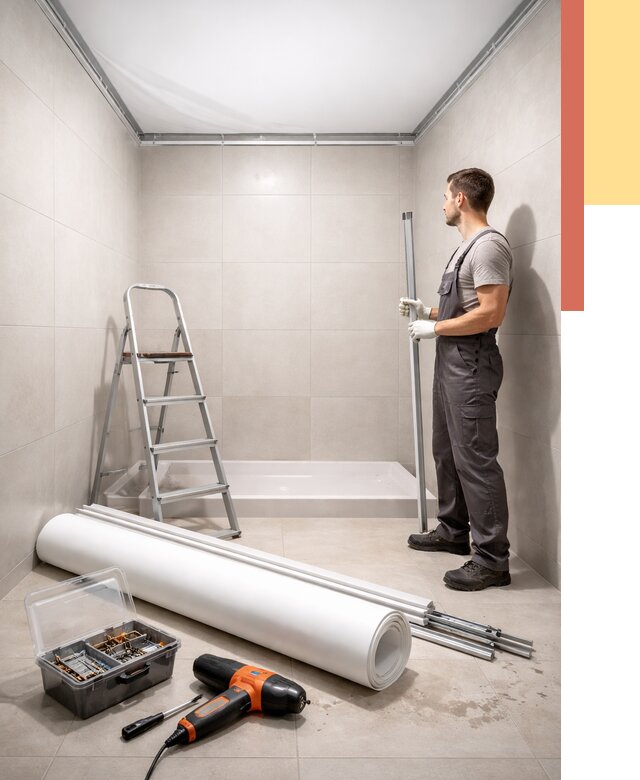 Монтаж натяжного потолка в санузле в зиме от 1892 руб. — ОТДЕЛОЧНИК-Зма