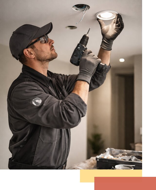 Установка точечных светильников в натяжной потолок в зиме