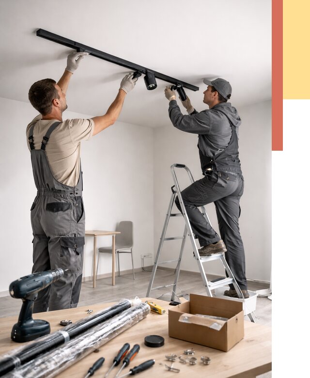 Установка трековых светильников в натяжной потолок в зиме от 4296 руб. | ОТДЕЛОЧНИК-Зма