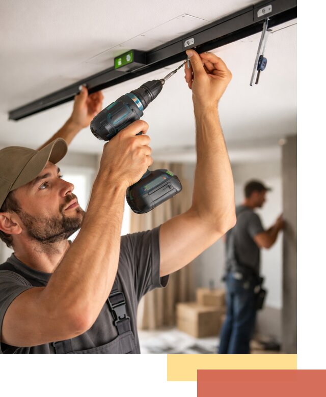 Установка трековых светильников в натяжной потолок в зиме