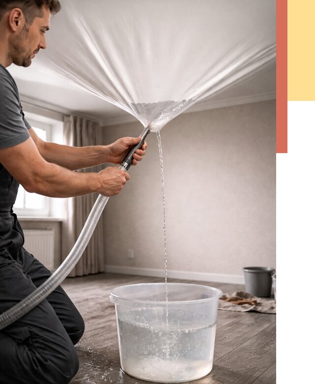 Слив воды с натяжного потолка в зиме от 2557 руб. быстро и недорого | ОТДЕЛОЧНИК-Зма