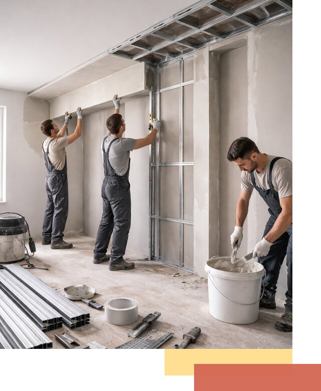 Монтаж потолка из гипсокартона с нишей в зиме