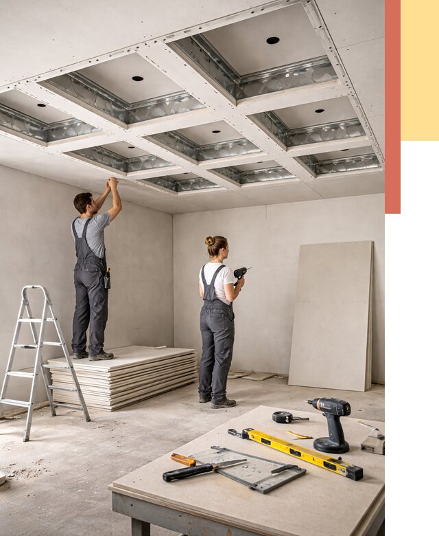 Кессонный потолок из гипсокартона в зиме от 1892 руб. — монтаж и под ключ | ОТДЕЛОЧНИК-Зма