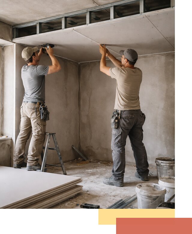 Короб из гипсокартона на потолке под ключ в зиме