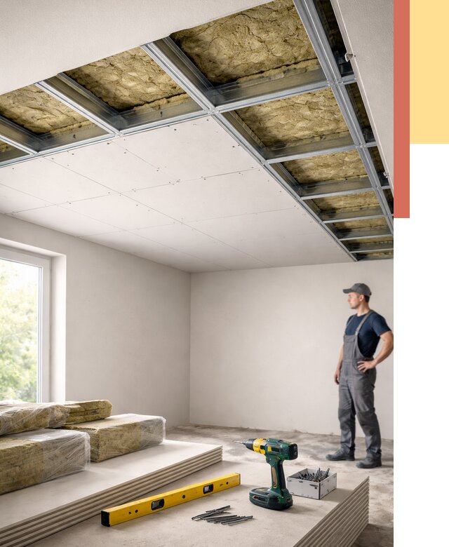 Звукоизоляция потолка ГКЛ в зиме от 972 руб. — монтаж под ключ | ОТДЕЛОЧНИК-Зма