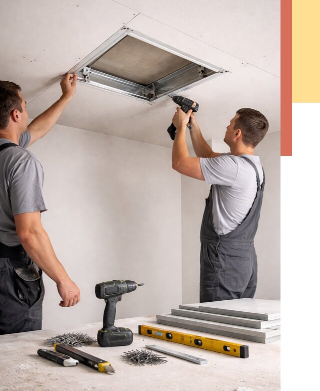 Установка люка в потолок ГКЛ в зиме от 2557 руб. под ключ | ОТДЕЛОЧНИК-Зма