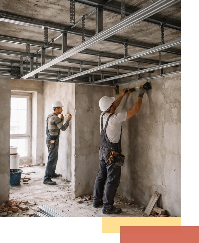 Монтаж каркаса потолка из профильного профиля в зиме