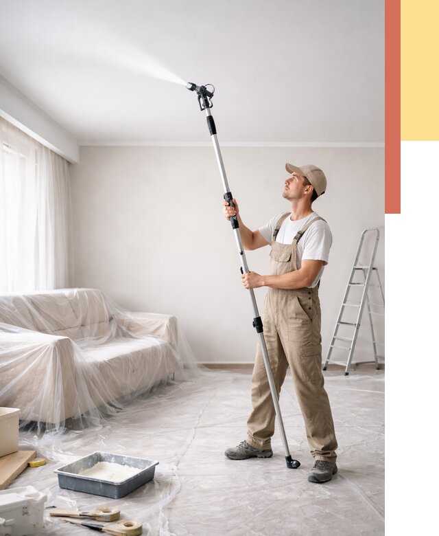 Покраска потолка краскопультом в зиме от 4603 руб. быстро и недорого | ОТДЕЛОЧНИК-Зма